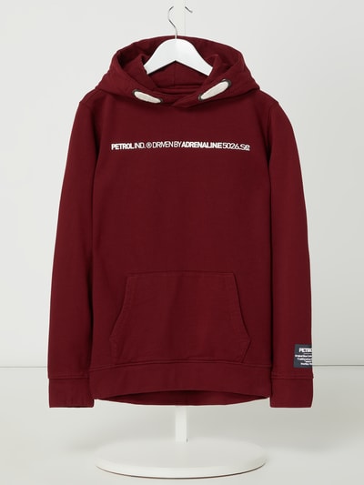 Petrol Hoodie mit Logo Rot 1