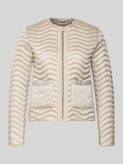 Produktfoto, Slim Fit Steppjacke mit aufgesetzten Taschen Modell 'Tamina' von SAVE THE DUCK in Beige, gesteppt, Reißverschluss, Rundhalsausschnitt, Damenjacke