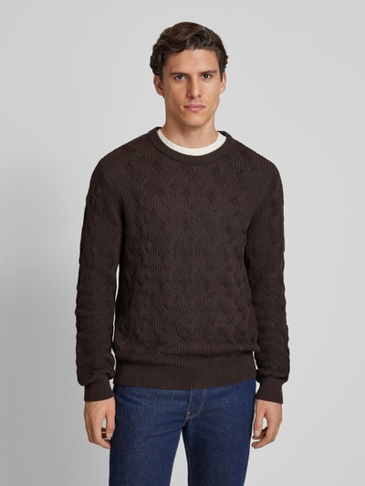 SELECTED HOMME Strickpullover mit Strukturmuster Modell 'CALLIS' Mittelbraun 4