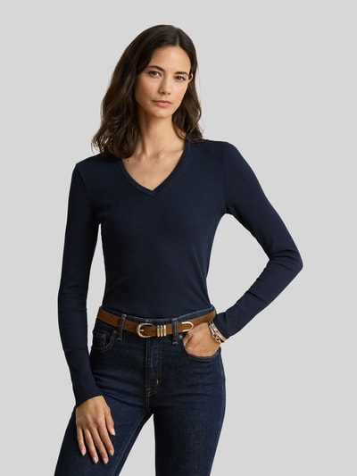 Lauren Ralph Lauren Slim fit shirt met lange mouwen van mix van katoen en modal Marineblauw - 4