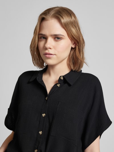 Pieces Blouse met knoopdetail, model 'VINSTY' Zwart - 3