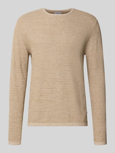 Jack & Jones Gebreide pullover met geribde ronde hals, model 'GEORGE' Beige gemêleerd - 2