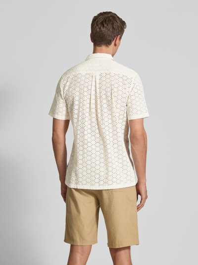 Casual Friday Koszula casualowa o kroju regular fit z haftem angielskim model ‘LOGAN’ Złamany biały 5