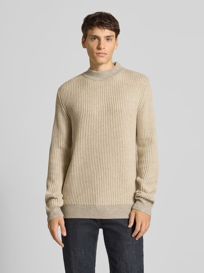 Blend Gebreide pullover met ribboorden Beige - 4