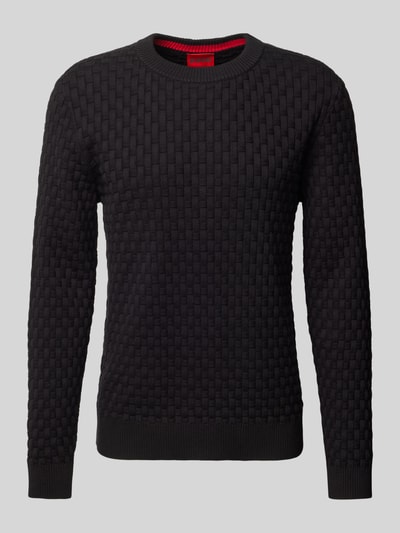 HUGO Strickpullover mit Strukturmuster Modell 'Stubon' Black 2