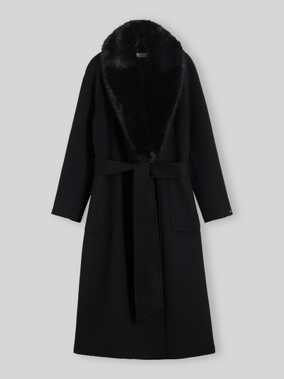 Tommy Hilfiger Lange jas met afneembare kraag van imitatiebont van wolmix Zwart - 2