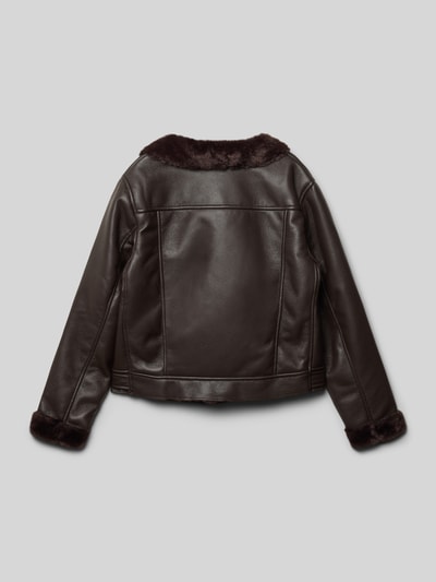 Only Regular fit jack in leerlook van teddybont, model 'STARRY' Donkerbruin - 3