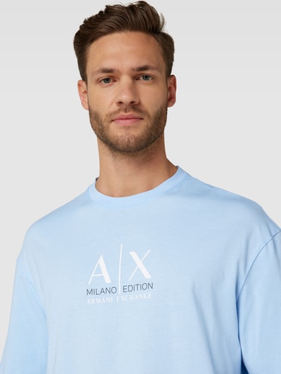 ARMANI EXCHANGE Comfort fit T-shirt met labelprint Hemelsblauw - 3