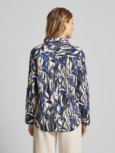 Tom Tailor Regular fit overhemdblouse met all-over motief Donkerblauw - 5