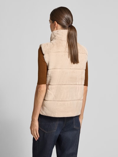 monari Bodywarmer van imitatiebont met doorgestikte naden Zand - 5