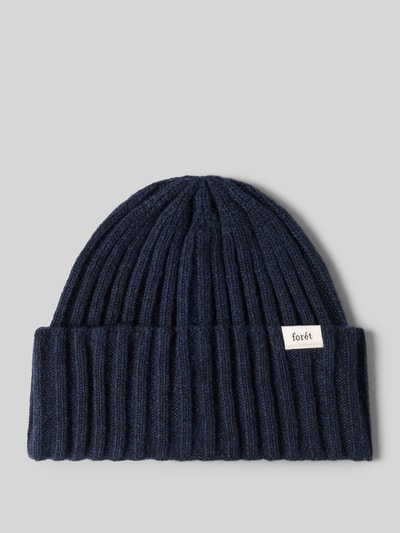 Forét Mütze aus Lammwolle mit Label-Patch Dunkelblau 1