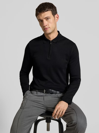 Christian Berg Men Slim Fit Poloshirt mit Reißverschluss Black 3