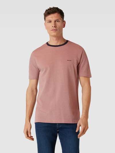 Gant T-shirt van katoen met labeldetail Felroze - 4