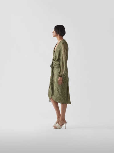 Lala Berlin Midikleid mit Allover-Muster Olivgrün 4