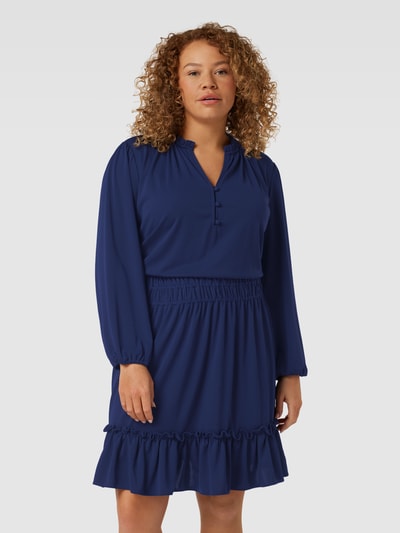 Lauren Ralph Lauren Curve PLUS SIZE knielange jurk met V-hals, model 'KINSLIE' Donkerblauw - 4