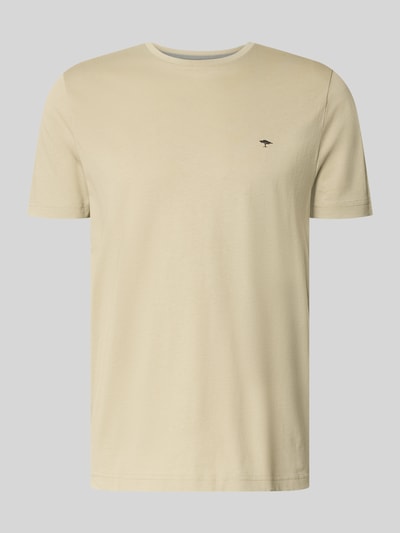 Produktfoto, T-Shirt mit Rundhalsausschnitt und Label-Stitching von Fynch-Hatton in Beige, Herren T-Shirt aus Reine Baumwolle, Regular-Fit, Rückenlänge bei Größe M 72 cm