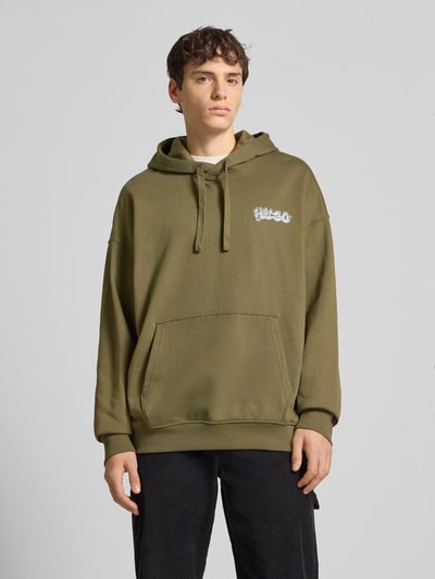 Hugo Blue Relaxed Fit Hoodie aus reiner Baumwolle Modell 'NYROHOOD' Oliv 4
