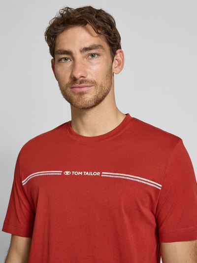 Tom Tailor Regular Fit T-Shirt aus reiner Baumwolle Dunkelrot 3