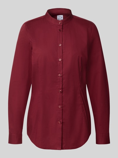 Emily Van den Bergh Regular Fit Hemdbluse aus Baumwoll-Mix mit Stehkragen Bordeaux 2