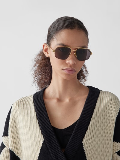 Bottega Veneta Unisex Sonnenbrille mit Doppelsteg Gold 1