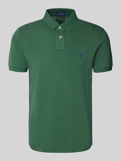 Polo Ralph Lauren Custom Slim Fit Poloshirt mit Label-Stitching Hellgruen Melange 2