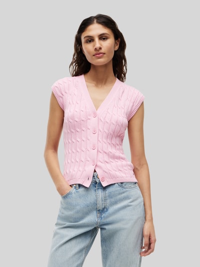 Tommy Hilfiger Regular Fit Strickweste aus reiner Baumwolle Pink 4