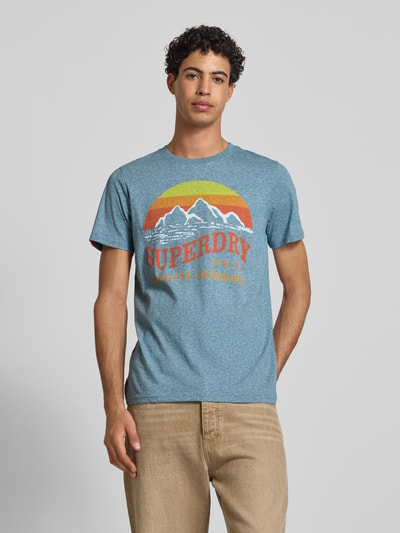 Superdry T-shirt z nadrukowanym motywem i logo model ‘Great Outdoors’ Oceaniczny 4