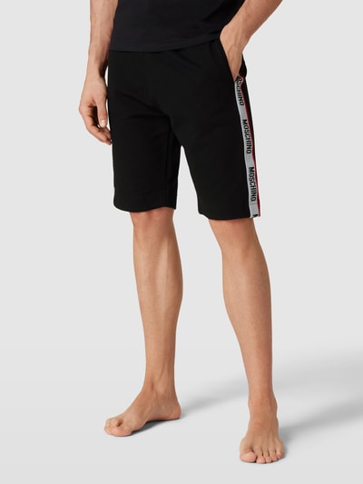 Moschino Swim + Underwear Sweatshorts mit Galonstreifen Black 4