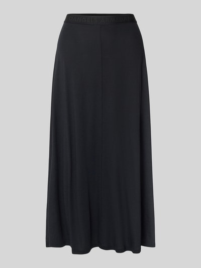 Productfoto, Loose Fit Midi-rok uit lyocell-katoenmix model 'ILENIAA LARAA' van Armedangels, uni zwart, fijne ribstructuur, elastische tailleband met logo