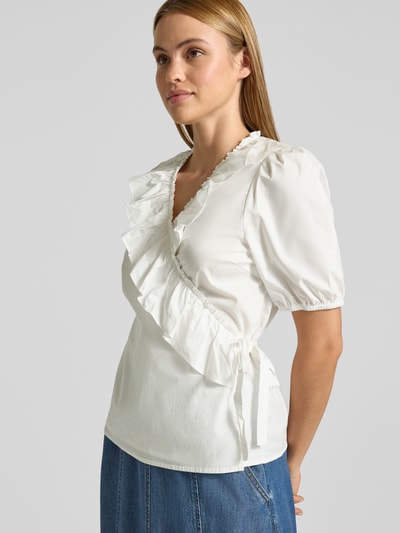 FREE/QUENT Wikkelblouse met ruches model 'Malay' Wit - 3