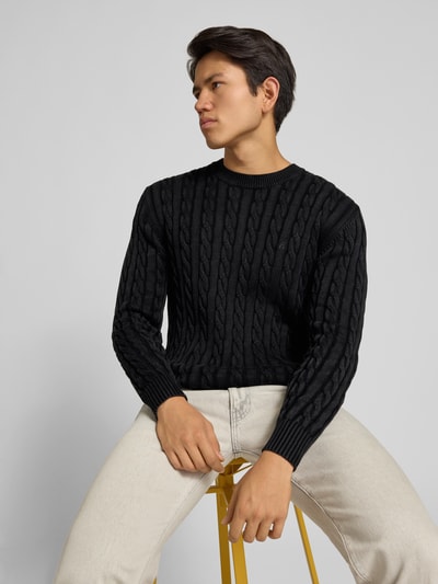 Replay Strickpullover mit gerippten Abschlüssen Black 3