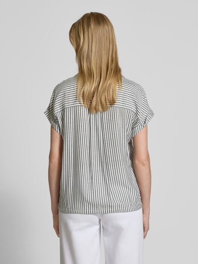 Tom Tailor Relaxed Fit Kurzarmbluse aus reiner Viskose mit V-Ausschnitt Dunkelblau 5