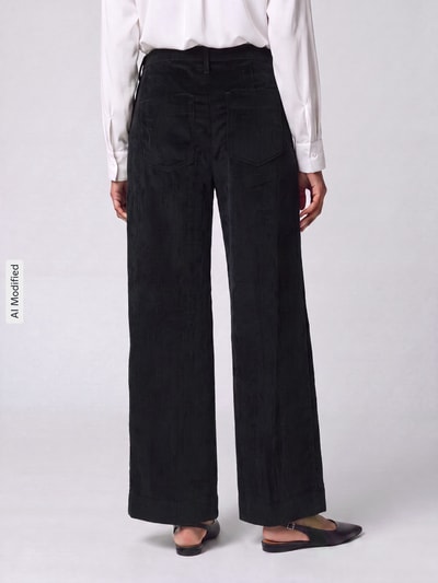 MAC Wide Leg Cordhose mit Gürtelschlaufen Modell 'Palazzo' Black 5