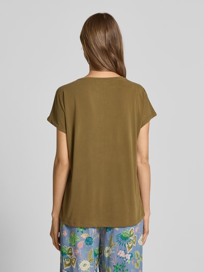 Christian Berg Woman T-shirt z mieszanki modalu z okrągłym dekoltem Khaki 5