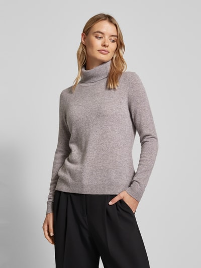 Christian Berg Woman Rollkragenpullover mit gerippten Abschlüssen Taupe Melange 4