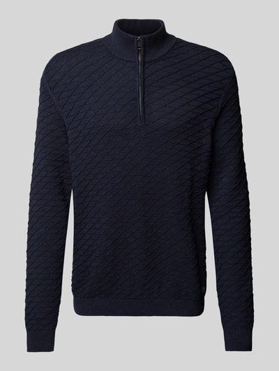 s.Oliver RED LABEL Regular Fit Pullover aus reiner Baumwolle mit Strukturmuster Dunkelblau 2