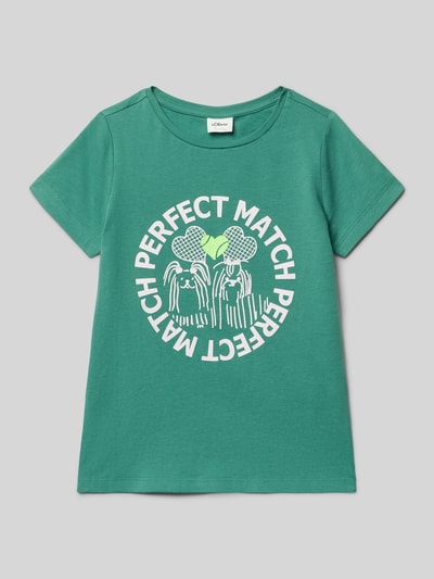 s.Oliver RED LABEL regular fit T-shirt van puur katoen Groen - 1