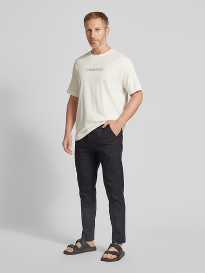 CK Calvin Klein T-shirt z detalem z logo Złamany biały 1