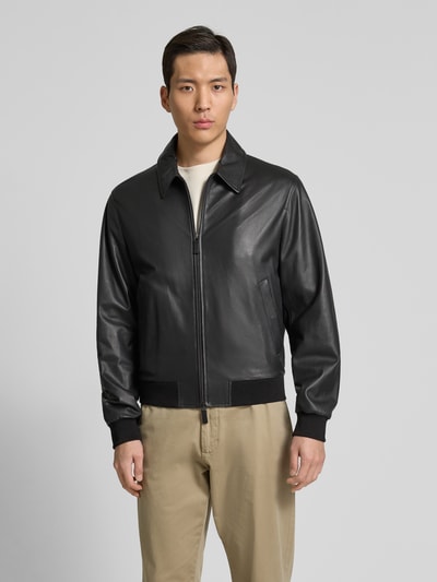 Emporio Armani Lederjacke mit Zweiwege-Reißverschluss Black 4