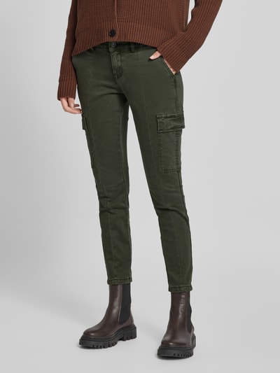 Buena Vista Slim fit cargobroek met riemlussen Olijfgroen - 4