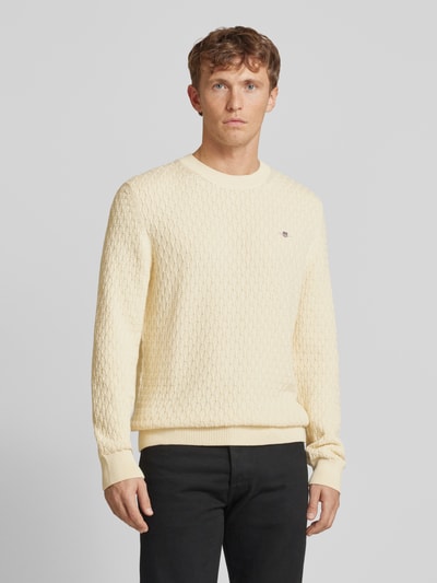 Gant Strickpullover mit Label-Stitching Offwhite 4