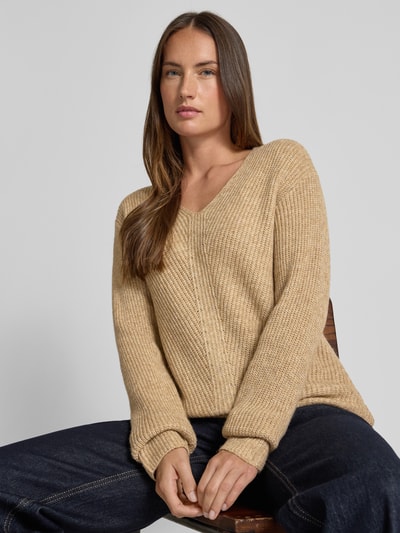 s.Oliver RED LABEL Regular fit gebreide pullover met wol Camel - 3