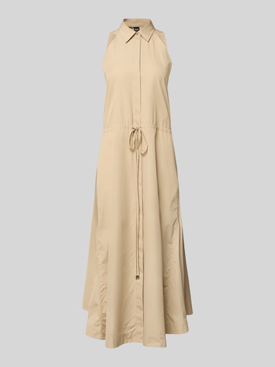 Produktfoto, Blusenkleid aus Baumwolle mit Tunnelzug von BOSS in Beige, unifarben, Midi-Länge, ärmellos, Regular Fit, seitliche Eingrifftaschen