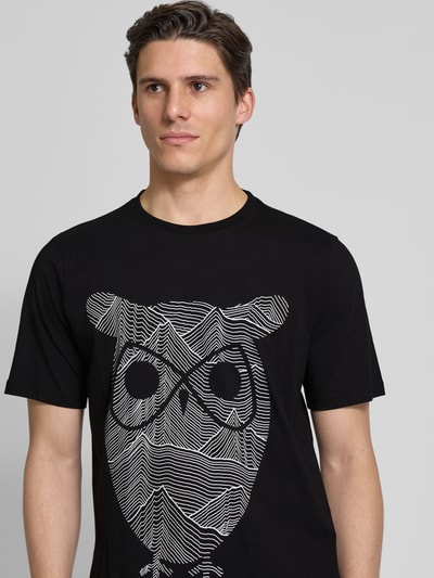 Knowledge Cotton Apparel T-Shirt mit Motiv-Print Black 3