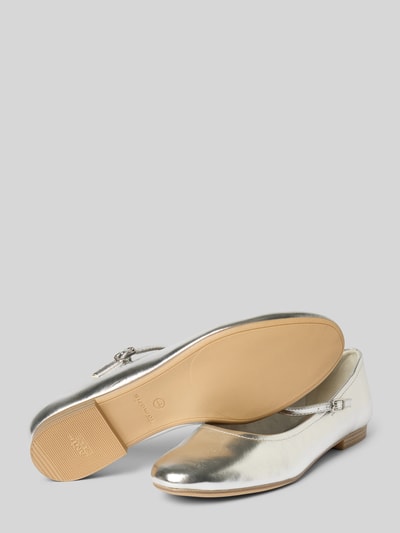Tamaris Ballerina's met riempjes in metallic look Zilver - 4