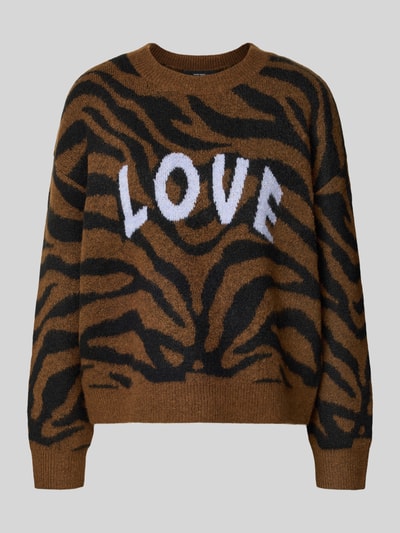 Vero Moda Regular Fit Strickpullover mit Woll-Anteil Modell 'NEWKAI' Cognac Melange 2