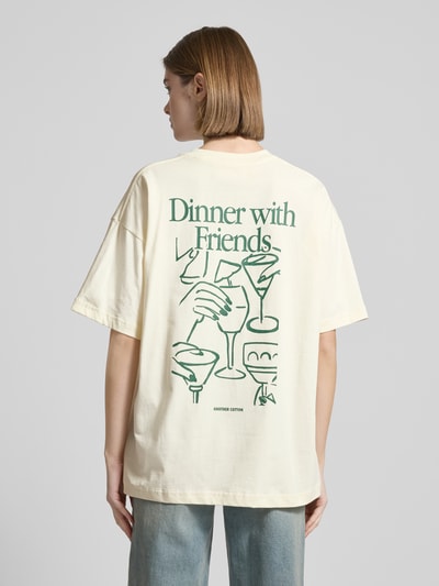 ANOTHER COTTON LAB Oversized T-shirt met labelprint, model 'Dinner With Friends' Ecru - 5