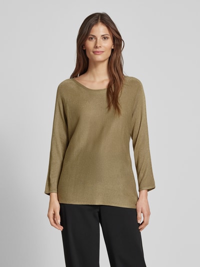 s.Oliver BLACK LABEL Relaxed Fit Feinstrickpullover aus Viskose-Mix mit Fledermausärmeln Khaki 4