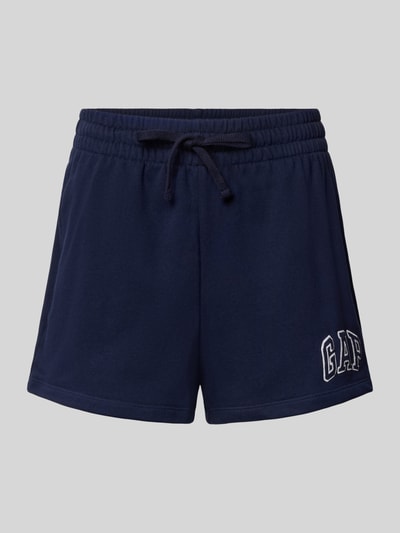 Produktfoto, dunkelblaue Sweatshorts mit Logo und elastischem Bund von GAP, Damen Baumwoll-Mix, Regular Fit, strukturierte Oberfläche