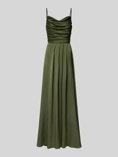 TROYDEN COLLECTION Abendkleid mit Wasserfall-Ausschnitt Oliv 2